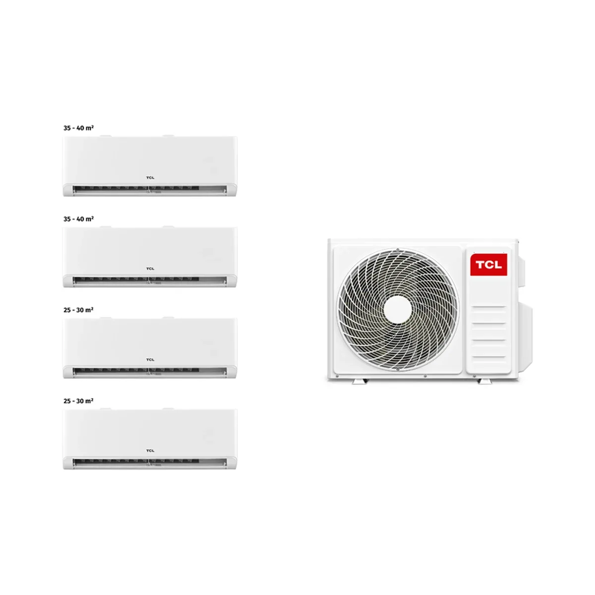 TCL MULTI SPLIT FMA-32I4HD/DVO OUTDOOR + FMA-09CHSD/TPH11I (2pc) + FMA-12CHSD/TPH11I(2pc) 130-160 m2 Inverter - White